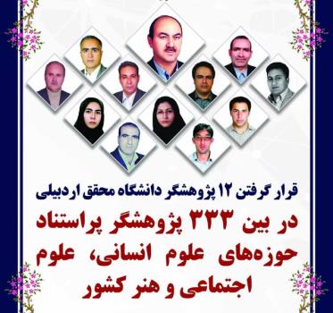 قرارگرفتن ۱۲ پژوهشگر دانشگاه محقق اردبیلی در میان پراستنادترین پژوهشگران ایران