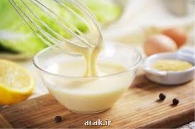 روشی برای تولید صنعتی سس مایونز بدون كلسترول
